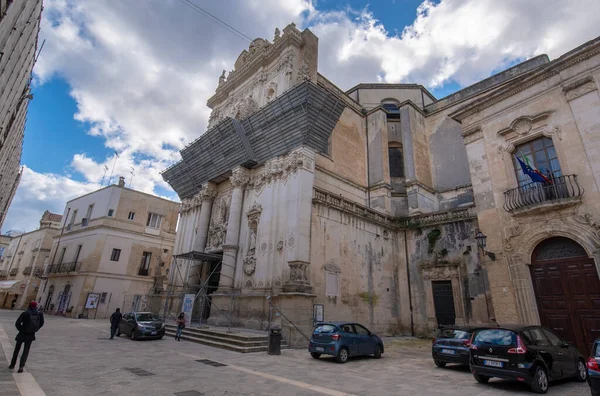 Lecce Puglia Italië Maart 2019 Gevel Van Giovanni Battista Kerk — Stockfoto