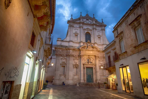 Lecce Puglia Itália Fachada Igreja Barroca Antiga Santa Irene Centro — Fotografia de Stock