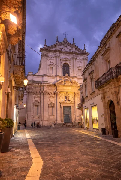 Lecce Puglia Italia Facciata Dell Antica Chiesa Barocca Santa Irene — Foto Stock