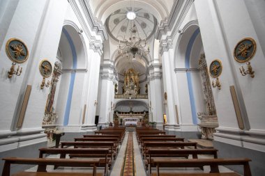 Matera, Basilicata, Puglia, İtalya - 14.02.2019: Saint Agostino Manastırı 'nın İçi. Unesco Dünya Mirası ve Avrupa Kültür Başkenti