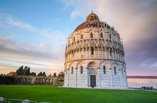 Zachód Słońca Katedrze Pizie Duomo Pisa Krzywą Wieżą Torre Pisa — Zdjęcie stockowe