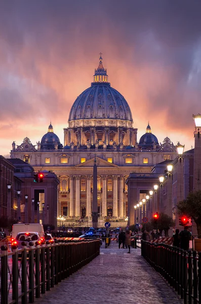 Basílica São Pedro Cidade Vaticano Roma Itália Rua Della Conciliazione — Fotografia de Stock