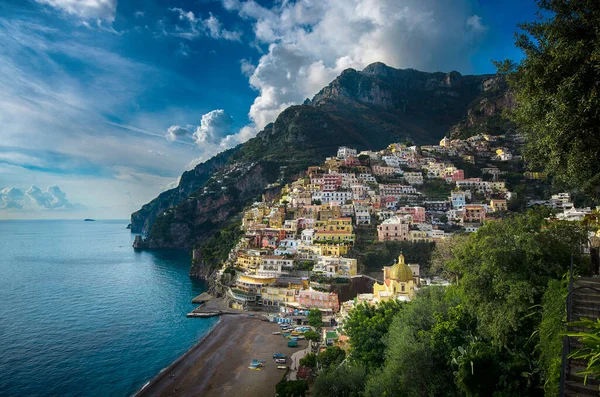 Positano Italy Colorful Houses Mediterranean Sea Part Small Haven Amalfi — Stock Photo, Image