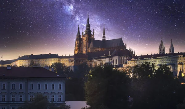 Prague Castle Prazsky Hrad Czech Republic Night Largest Ancient Castle — Stock Photo, Image