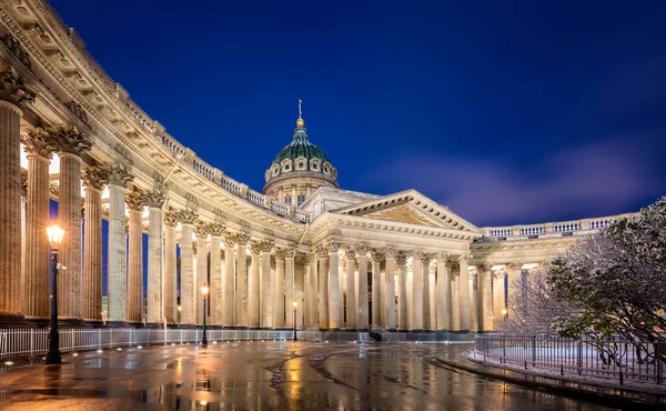 Kathedrale Von Kasan Sankt Petersburg Russland Der Nacht Kazanskiy Kafedralniy — Stockfoto