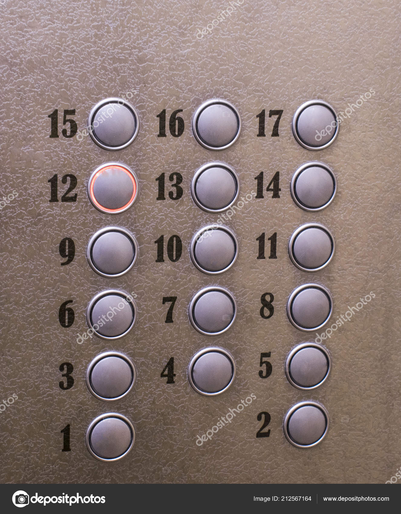 Buttons Numbers Elevator Select Metal Floor Stock Photo