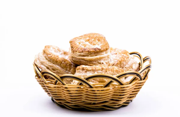 Вкусные Булочки Пончиками Корзине — стоковое фото