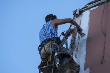 iş sporu yüksekliğini gökyüzü tırmanma tırmanıcı sıkılaştırma cesaret ipleri