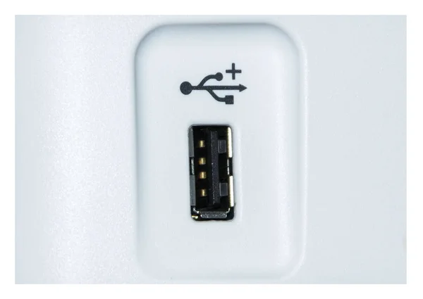 Conexões Cabo Entrada Usb Conector Transmissão Dados Branco — Fotografia de Stock