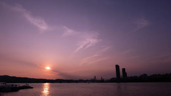 Západ Slunce Řeky Han Seoul Korea — Stock fotografie