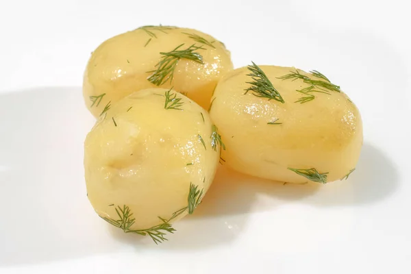 Kokt Potatis Vit Bakgrund — Stockfoto