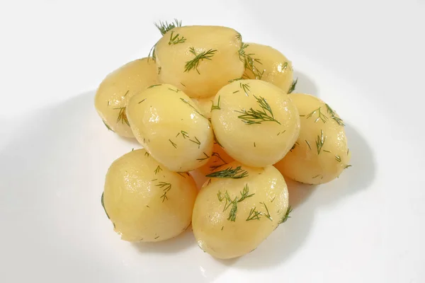 Gekochte Kartoffeln Weißen Hintergrund — Stockfoto