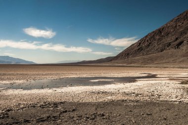 Landscaoe of salt flats desert in Badwater Basin in summer, Death Valley National Park, California, USA. clipart