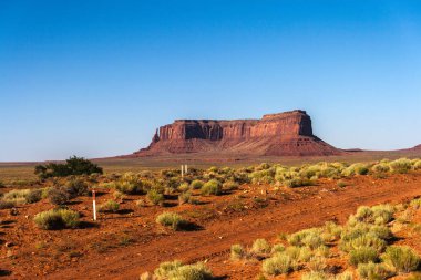 Yaz yaz, Utah, ABD parlak bir gün boyunca Anıt Vadisi Navajo kabile parkında kartal Mesa butte.