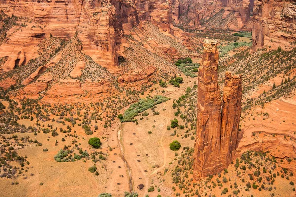 Aerial View Famous Beautiful Spider Rock Butte Canyon Chelly Chinle — Stock Photo, Image