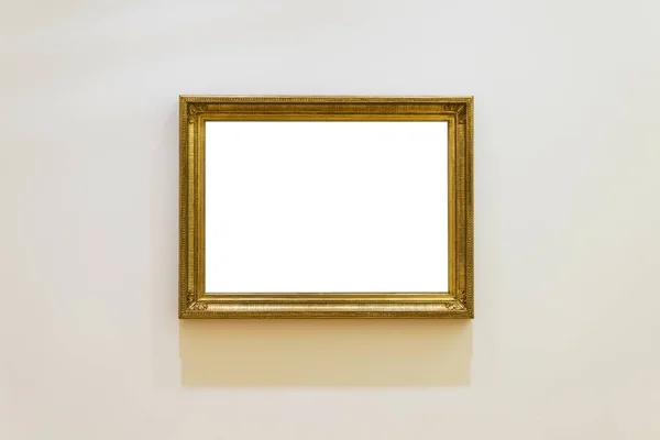 Witte Geknipte Schilderij Met Een Gesneden Houten Frame Gehangen Een — Stockfoto