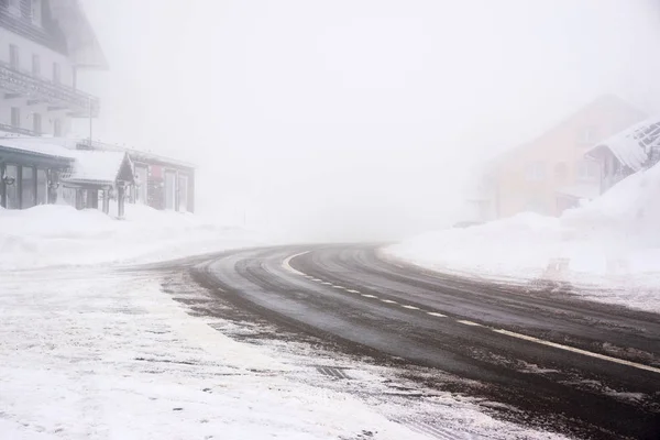 Schnee Und Eisglätte Bei Nebligem Wetter Vogesen Frankreich Dezember 2017 — Stockfoto