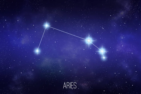 レタリングと星空の背景に Aries 干支星座 — ストック写真