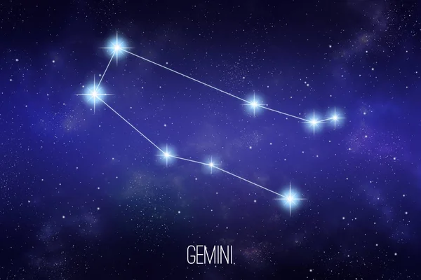 レタリングと星空の背景にジェミニ星座 — ストック写真