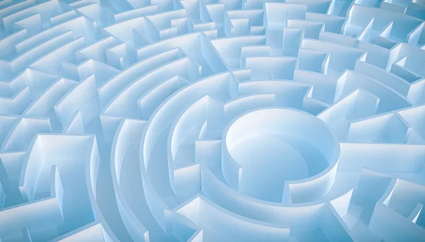 Circulaire leeg doolhof of labyrint luchtfoto. 3D renderen illustratie. — Stockfoto