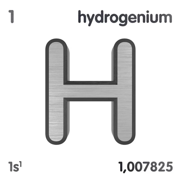 Vodík (H) nebo Hydrogenium. Značka chemického prvku periodické tabulky prvků. prostorové vykreslování. — Stock fotografie