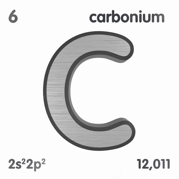 Carbono (C) ou carbonio. Elemento químico sinal de tabela periódica de elementos. Renderização 3D . — Fotografia de Stock