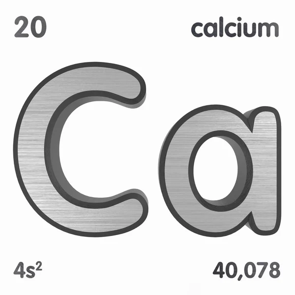 カルシウム(Ca)。元素の周期表の化学元素記号。3D レンダリング. — ストック写真