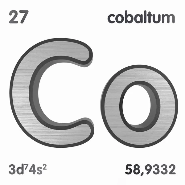 コバルト(共同)またはコバルト。元素の周期表の化学元素記号。3D レンダリング. — ストック写真