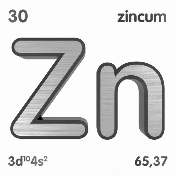 Çinko (Zn) veya Zincum. Periyodik elementler tablosunun kimyasal elementleri. 3d oluşturma. 
