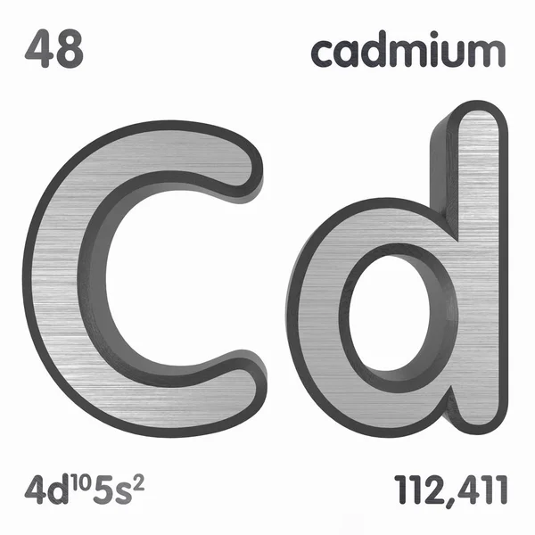 Cádmio (Cd). Elemento químico sinal de tabela periódica de elementos. Renderização 3D . — Fotografia de Stock