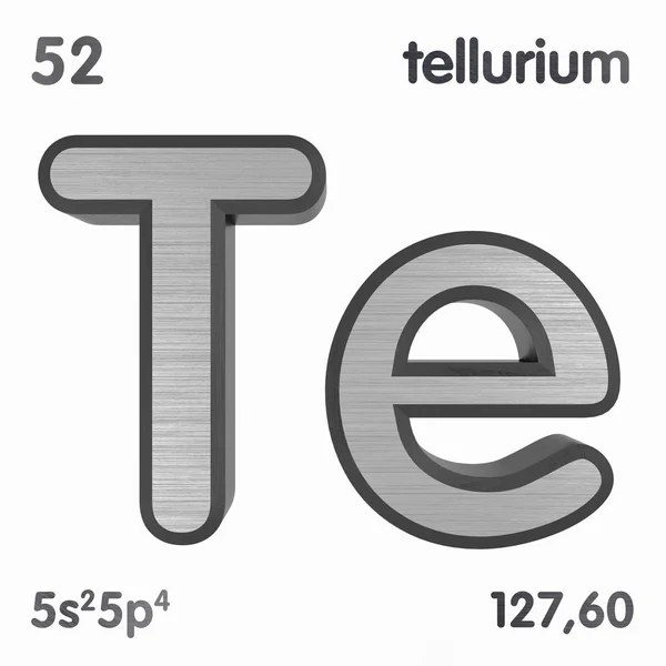 Telúrio (Te). Elemento químico sinal de tabela periódica de elementos. Renderização 3D . — Fotografia de Stock