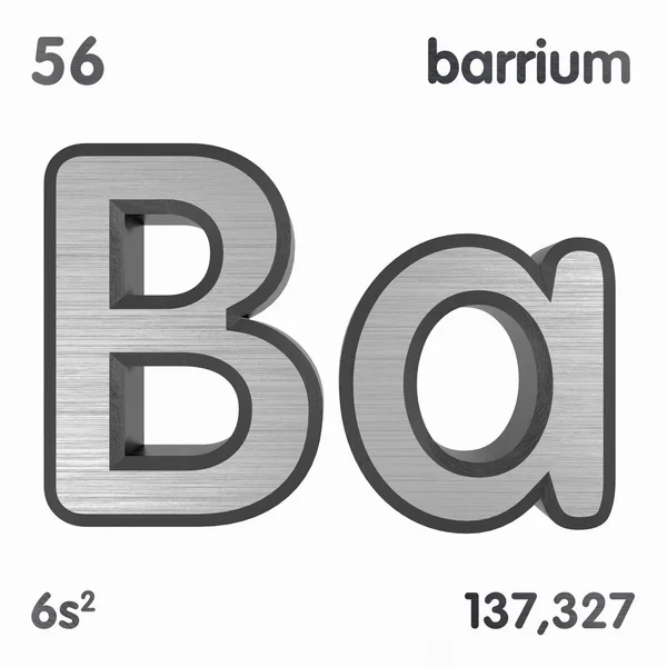 Barium (ba). Oznaczenie pierwiastka chemicznego okresowego spisu pierwiastków. Renderowanie 3D. — Zdjęcie stockowe