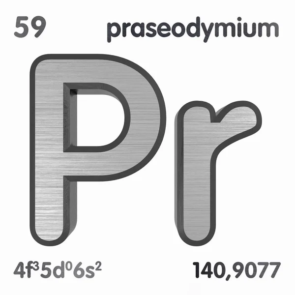 Praseodymium (Pr). Chemical element sign of periodic table of elements. 3D rendering. — Stock Photo, Image