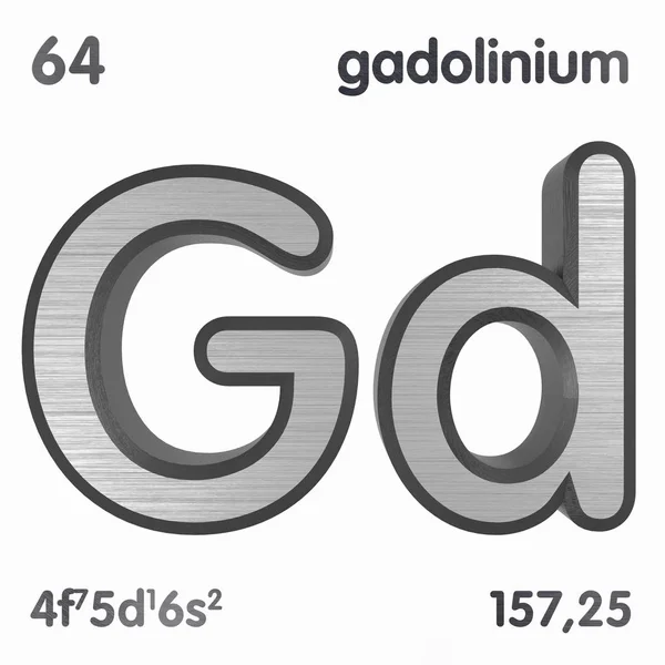 Gadolinium (Gd). Élément chimique signe du tableau périodique des éléments. rendu 3D . — Photo