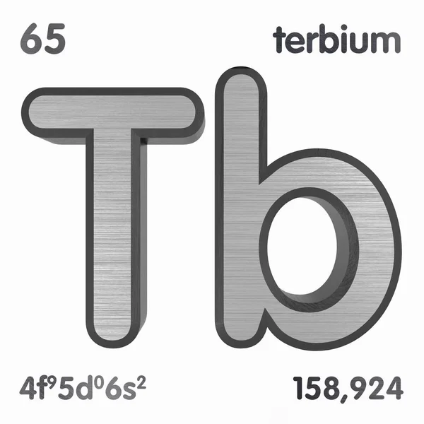 テルビウム(結核)。元素の周期表の化学元素記号。3D レンダリング. — ストック写真