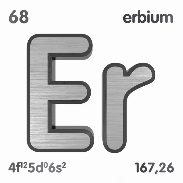 Erbium (Er). Elemento químico sinal de tabela periódica de elementos. Renderização 3D . — Fotografia de Stock