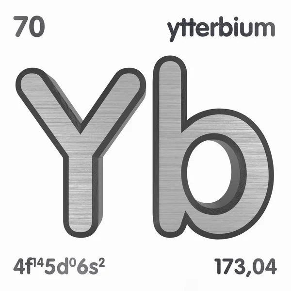 Ijzerbium (Yb). Chemisch element teken van periodiek systeem van elementen. 3d destructie. — Stockfoto