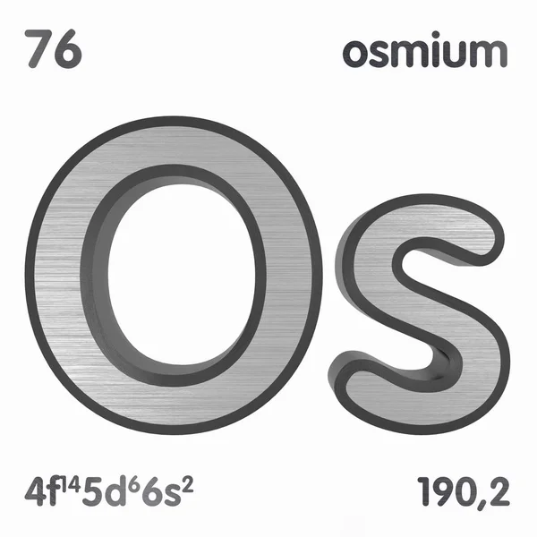 Osmium (Os). Élément chimique signe du tableau périodique des éléments. rendu 3D . — Photo