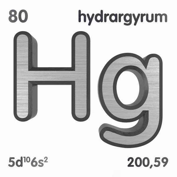 Mercure (Hg) ou Hydrargyrum. Élément chimique signe du tableau périodique des éléments. rendu 3D . — Photo