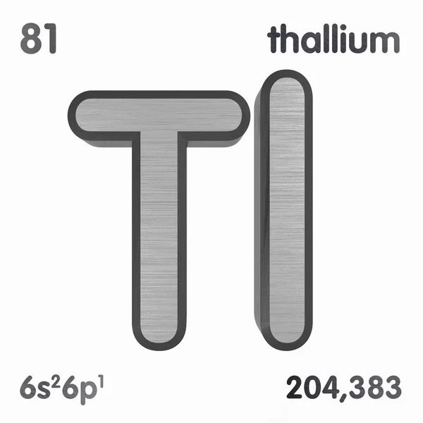 Thallium (TL). Oznaczenie pierwiastka chemicznego okresowego spisu pierwiastków. Renderowanie 3D. — Zdjęcie stockowe