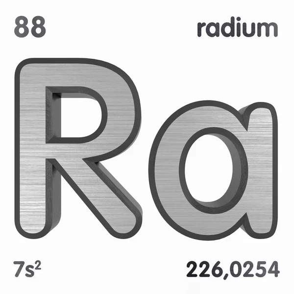 Radium (RA). Značka chemického prvku periodické tabulky prvků. prostorové vykreslování. — Stock fotografie