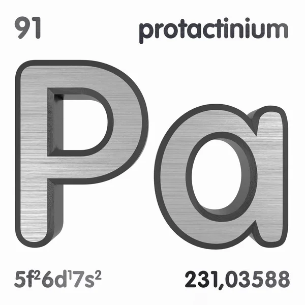 Protactinium (PA). Chemisch element teken van periodieke tabel van elementen. 3D-rendering. — Stockfoto