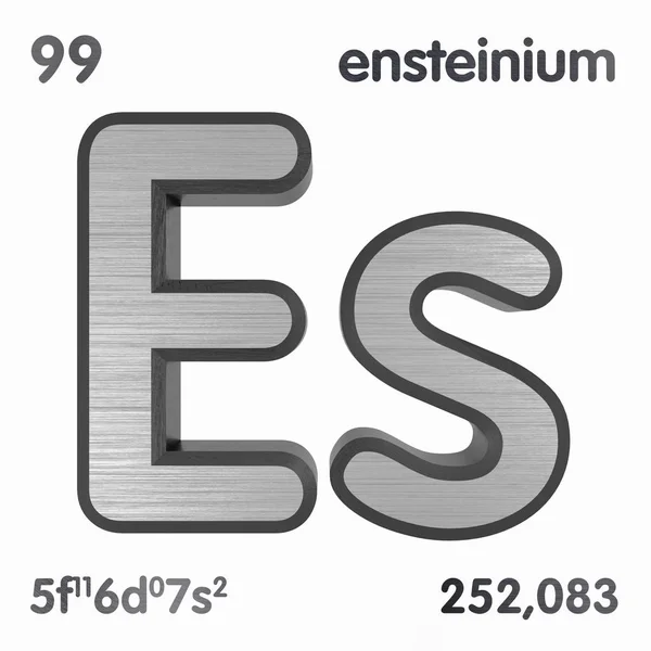 Einsteinium (ES). Značka chemického prvku periodické tabulky prvků. prostorové vykreslování. — Stock fotografie