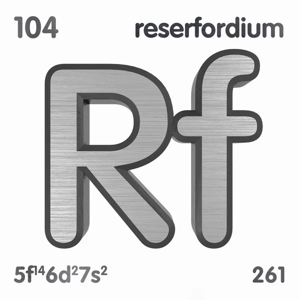 Rutherfordium (rf). chemische Elementzeichen des Periodensystems der Elemente. 3D-Darstellung. — Stockfoto
