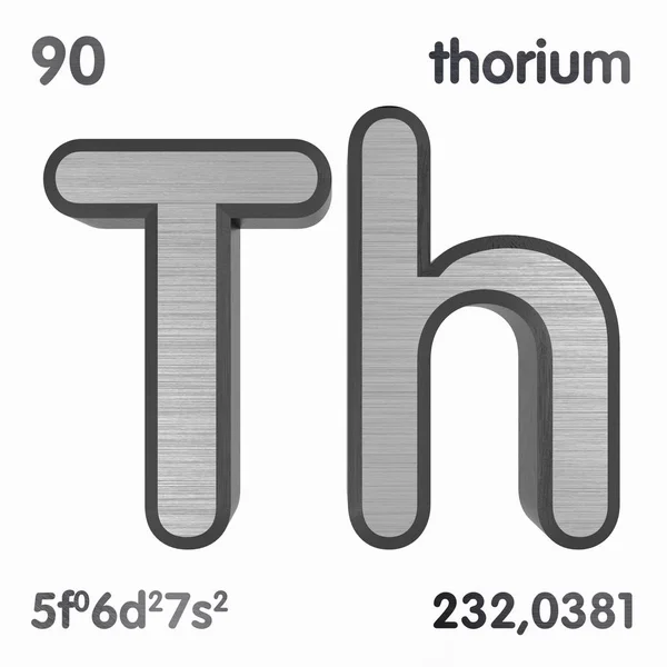 토륨 (Th). 원소의 주기도 표의 화학 요소 기호입니다. 3D 렌더링. — 스톡 사진