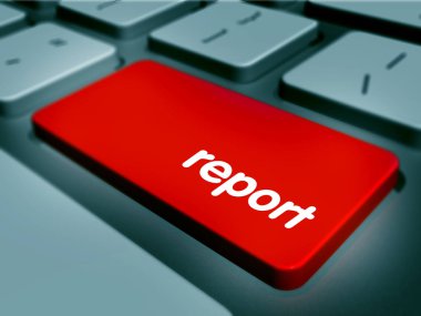 Bilgisayar Klavyesinde Kırmızı Rapor Düğmesi. 3d render.