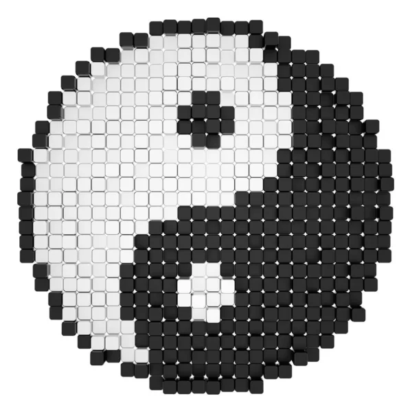 Yin Yang symbol consisting of blocks, 3d rendered model — ストック写真