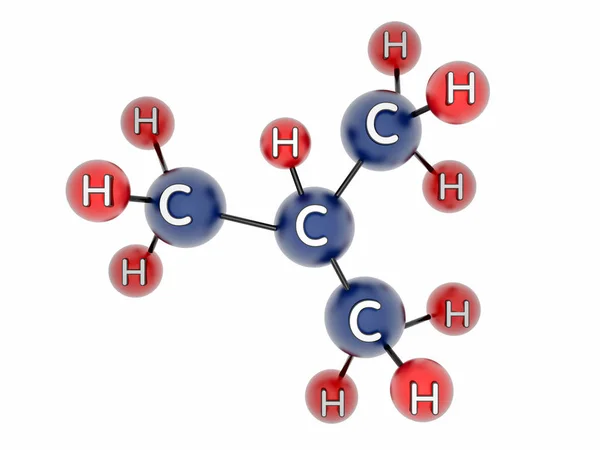 C4H10. Du butane. Du gaz. Modèle 3D. Isolé sur blanc . — Photo