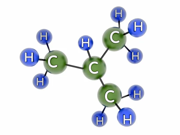 C4H10. Butane. Gas. 3d model. Isolated on white.