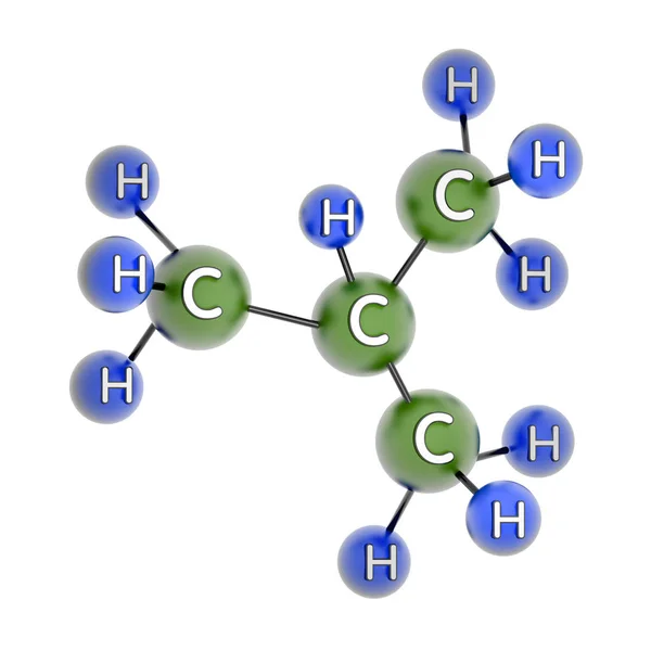 C4H10. Butano. Gas. modelo 3d. Aislado sobre blanco . — Foto de Stock